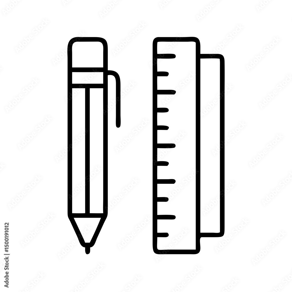 Pencil and ruler drawing tool vector illustration for design and education materials and resources on transparent background Pencil and ruler drawing tool vector illustration for design and education materials and resources on transparent background
