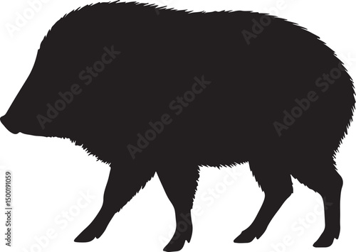Chacoan Peccary side view vector silhouette on white background