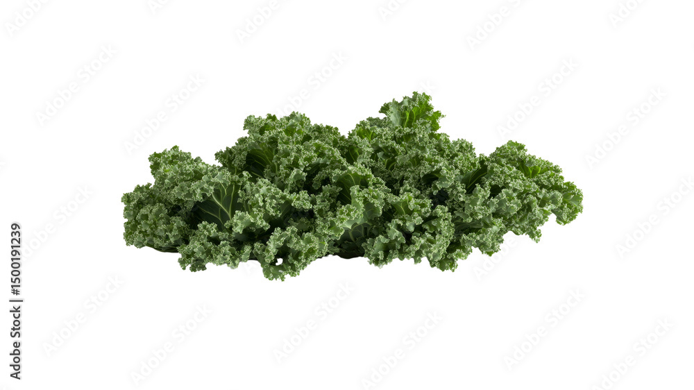 Obraz premium Fresh Organic Kale Leaves Isolated on Transparent Background