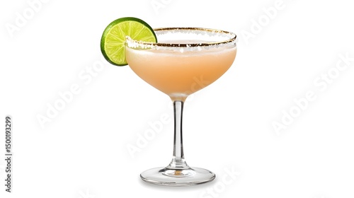 Refreshing Pink Cocktail in Coupe Glass with Lime Garnish