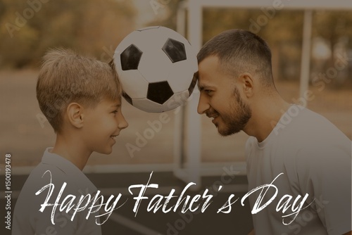 Father and his son with soc...