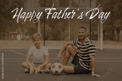 Father and his son with soc...