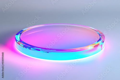 Vibrant holographic highlights resembling futuristic tech glow on solid white.