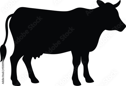Cow Silhouette Graphic on Clean White Background