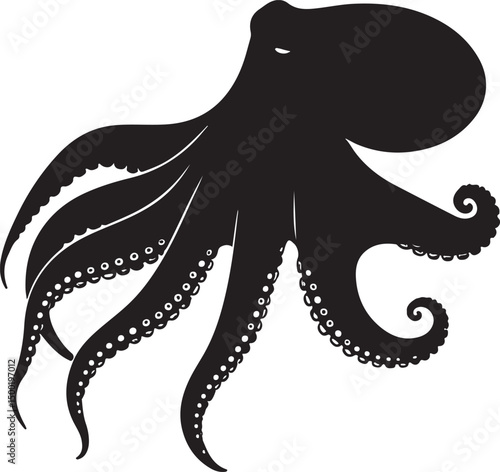 Cutthroat Octopus Solid Vector Silhouette