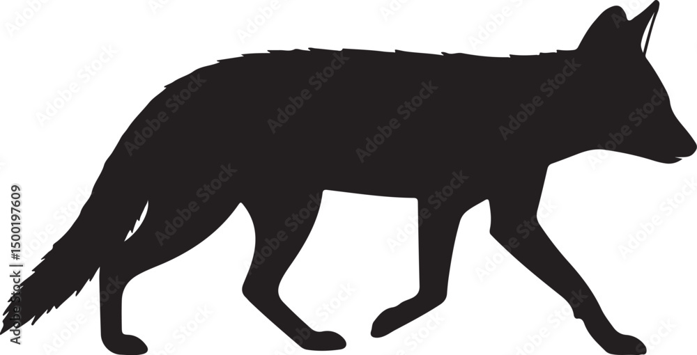 Obraz premium Dhole side view vector silhouette on white background