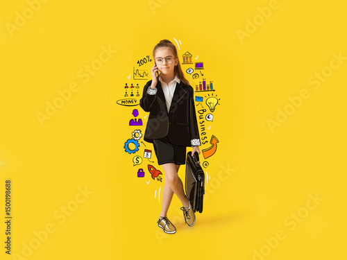 Cute little businesswoman t...