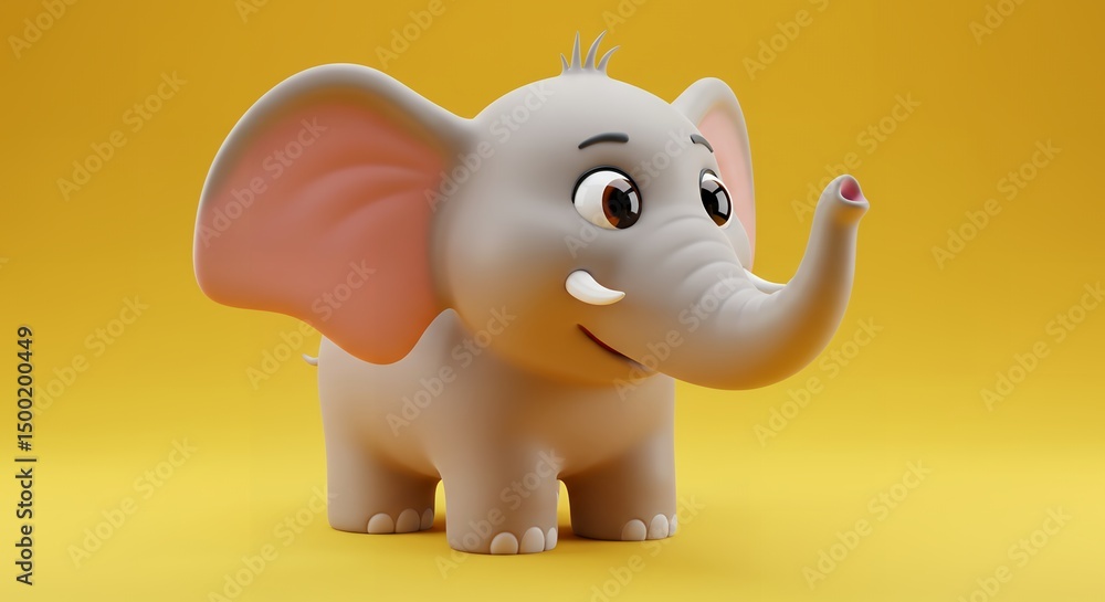 Adorable 3D Render of a Cute Baby Elephant Adorable 3D Render of a Cute Baby Elephant