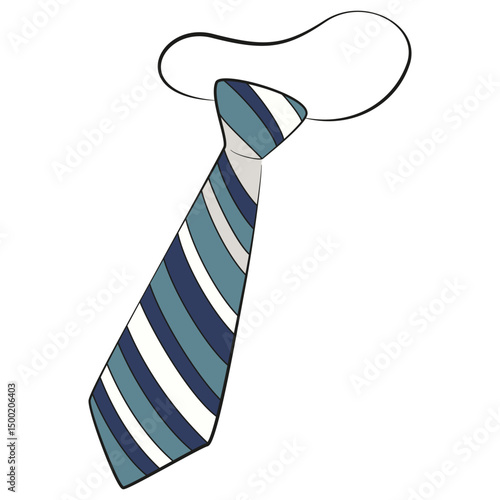 Tie icon design. Necktie cartoon drawing on white background. Necktie fashion concept. Hand drawn vector doodle illustration of a tie.