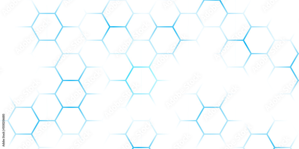 Fototapeta premium Abstract Hexagon white background, blue light and shadow. Abstract background design with white hexagon and blue light. Abstract. Hexagon. Blue.