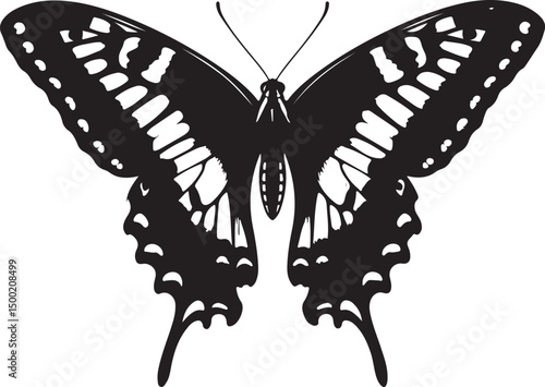 Wall Mural Giant Swallowtail butterfly top view vector silhouette on white background