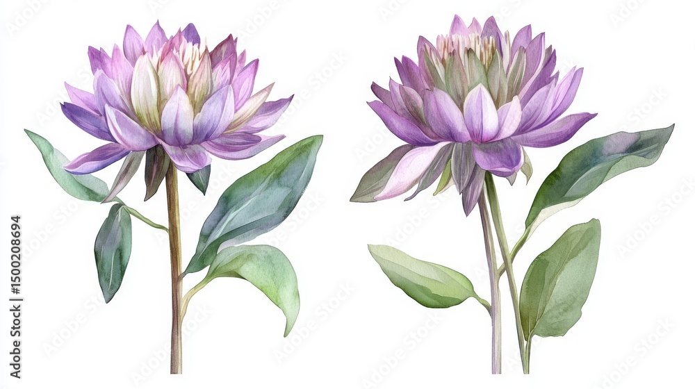 Obraz premium A colorful artichoke head is the subject of a carefully hand-painted depiction