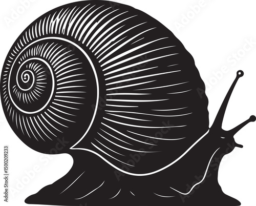 Gilled Sea Snail vector silhouette on white background