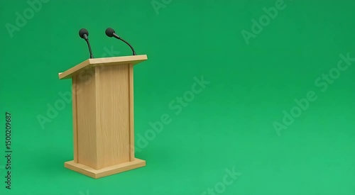 Wallpaper Mural Wooden Podium with Microphones Ideal for Presentations and Speeches Torontodigital.ca