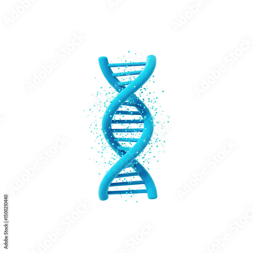 Close-up of glowing DNA strand in scientific digital blue design isolated on white