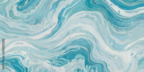 Abstract blue ocean sea surface water wave and curve line background. Vector illustration