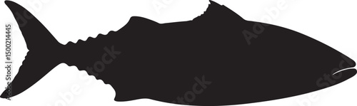 Horse Mackerel Fish Vector Silhouette on White Background
