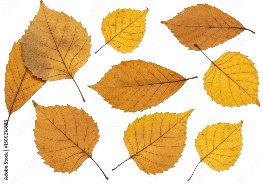 Fototapeta premium Collection of dried autumn leaves isolated on white background