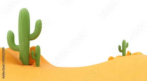Vector realistic isolated desert with cactus.