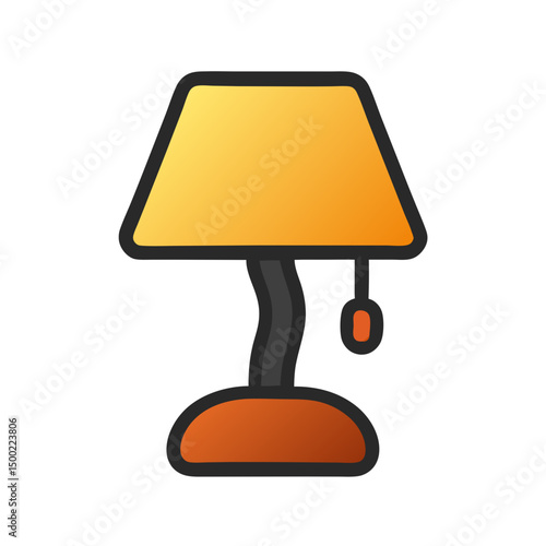 Table lamp with orange shade and black base in minimalist style  