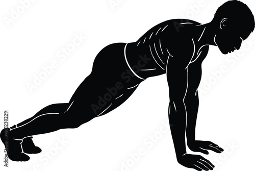 Dynamic silhouette vector illustration of young people pus up, running, and posing in athletic and artistic forms