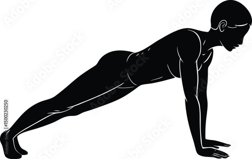 Dynamic silhouette vector illustration of young people pus up, running, and posing in athletic and artistic forms
