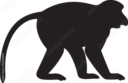 Proboscis Monkey Side View Silhouette