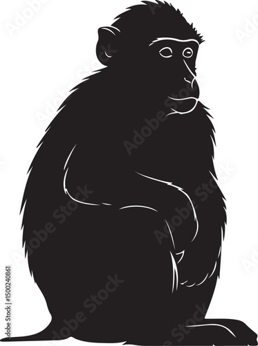 Rhesus Macaque Silhouette Vector