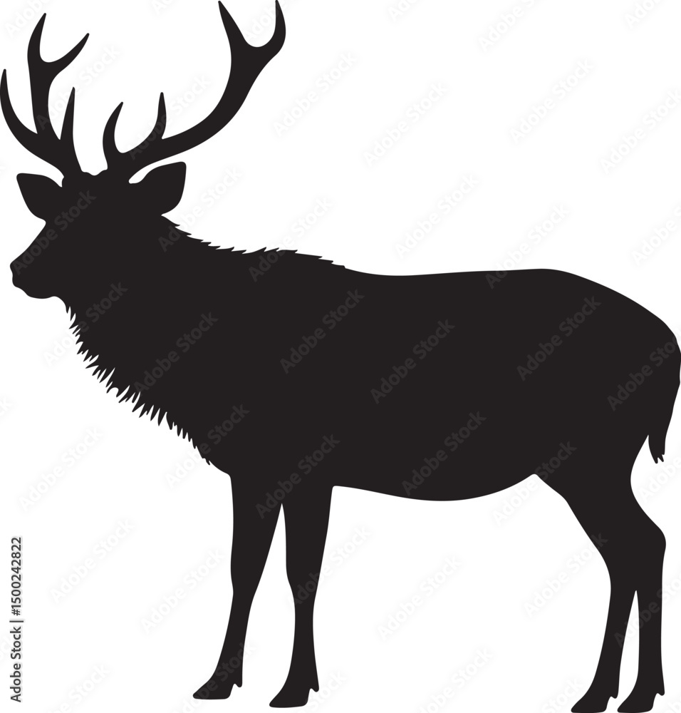 Fototapeta premium Sambar Deer Silhouette Vector