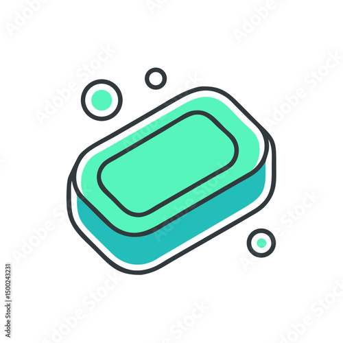 Soap bar, turquoise green, clean design, for hygiene product packaging