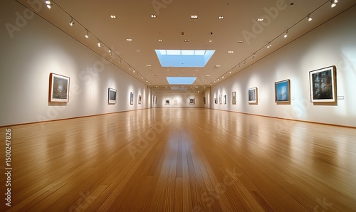 Wallpaper Mural Interior gallery with spotlights in a spacious layout. AI generated illustration. Torontodigital.ca