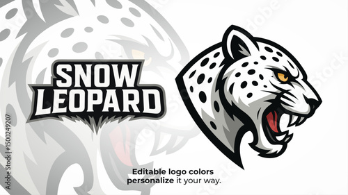 Snow Leopard Side Head Mascot Logo Vector – Wild Cat Esport Emblem for Gaming Team, Twitch Streamer, Sports Branding or Custom Merchandise
