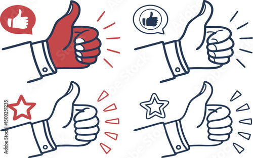 set of thumbs up and down signs