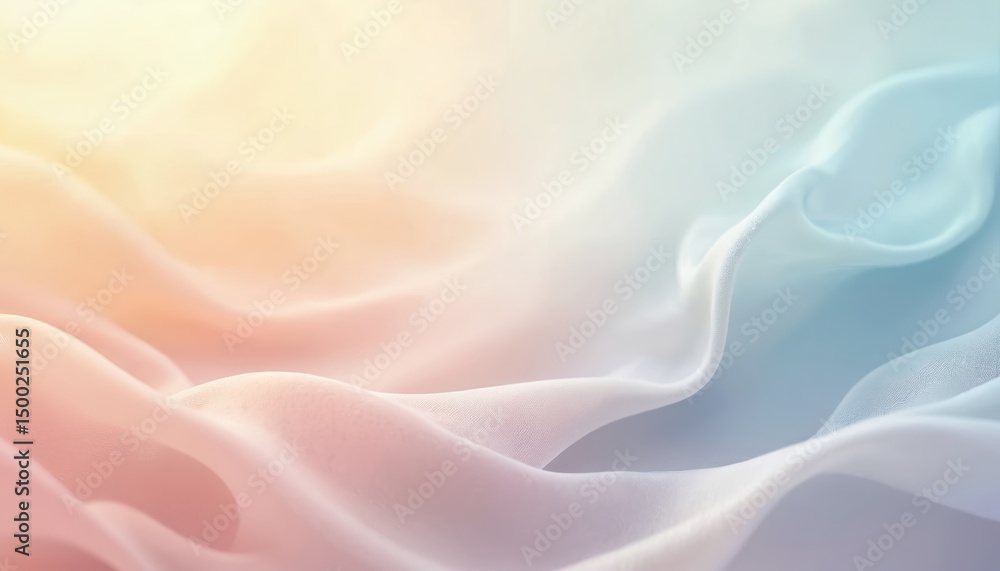 Obraz premium Pastel colors create serene, calming abstract background. Soft flowing silky waves texture. Gentle gradient design evokes peaceful, dreamy aesthetic. Ideal for wellness themes.