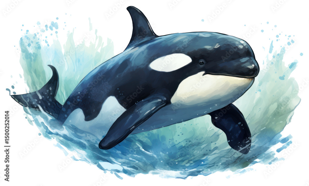 Obraz premium PNG Animal mammal orca fish, digital paint illustration.