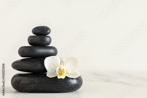 Zen spa hot stones stacked ...