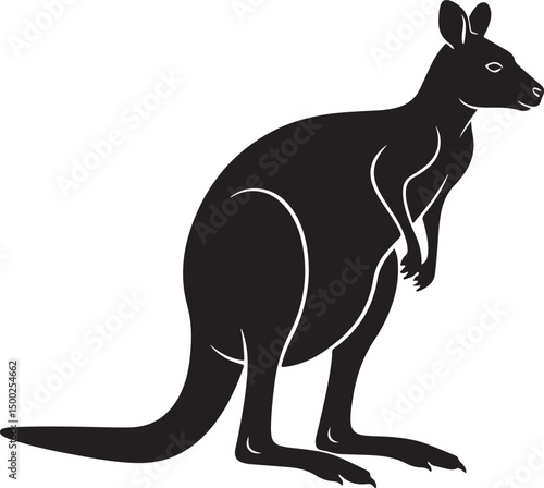 Wallaby Side View Silhouette