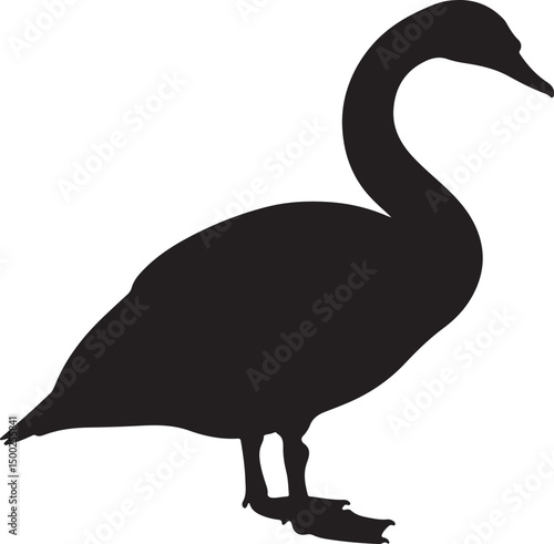 Whooper Swan Silhouette Side View Single Icon