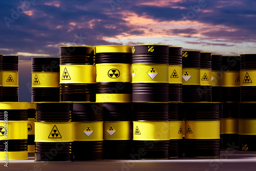 Stacks of black and yellow ...