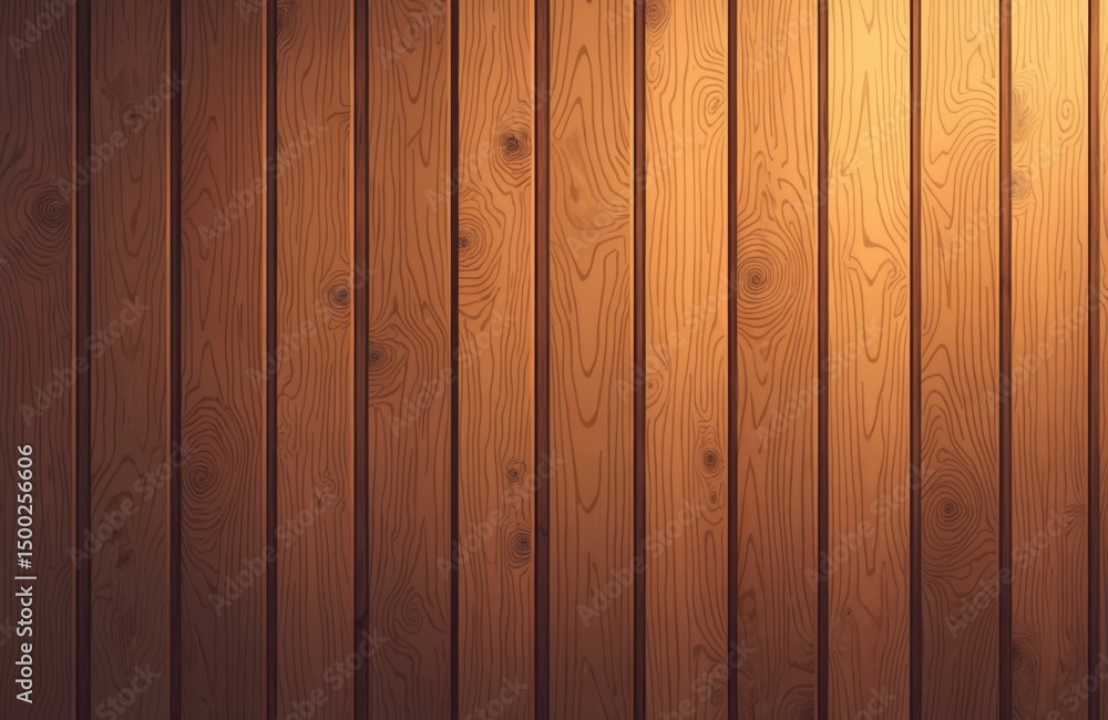 Obraz premium Illustration wooden panel texture. Vertical planks in brown colors. Natural wood background. Perfect for interior design, background, wallpaper, flooring, game assets, building material.