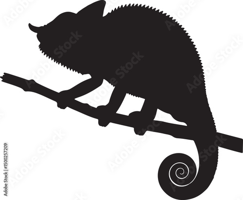 Yemen Chameleon Silhouette Side View Single Icon