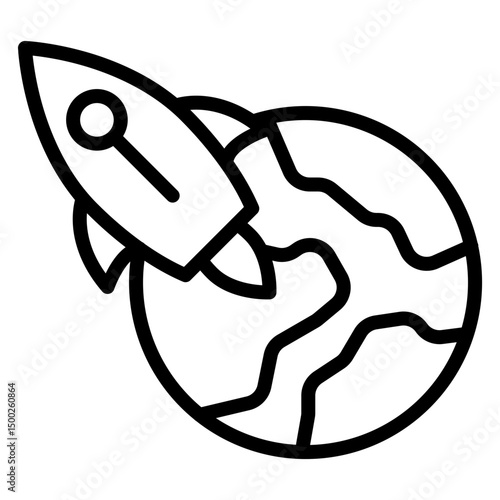 AI-Powered Space Exploration Vector Line Icon Design