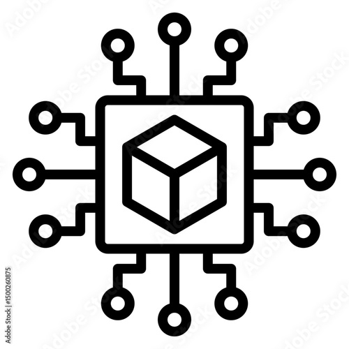 Decentralized AI Models Vector Line Icon Design