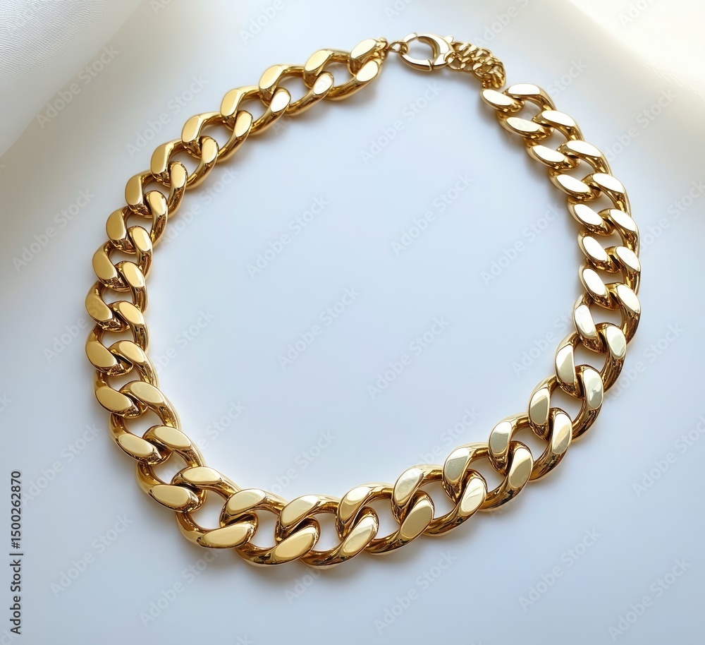 Obraz premium Gold chain necklace, chunky links, simple design