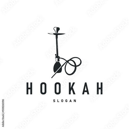 retro vintage design shisha bar concept logo hookah smoke pipe template hookah simple black silhouette