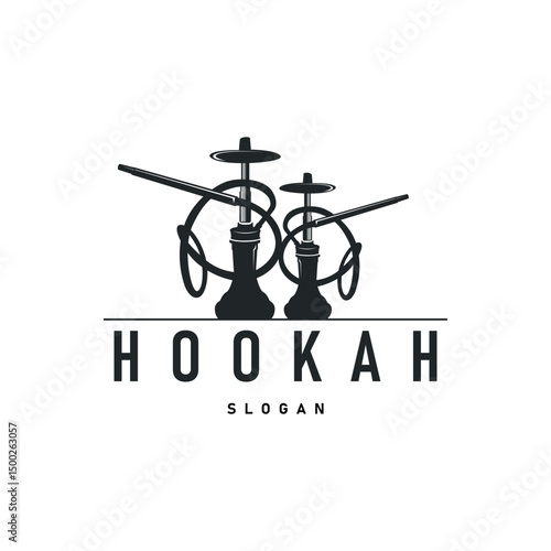 retro vintage design shisha bar concept logo hookah smoke pipe template hookah simple black silhouette