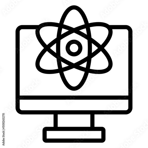 Quantum Computing Vector Line Icon Design