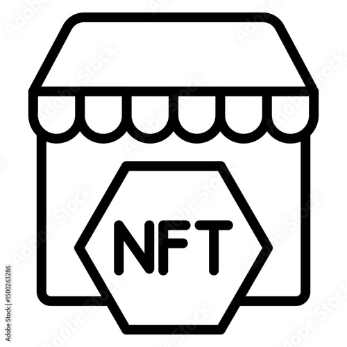 NFT Marketplace Vector Line Icon Design
