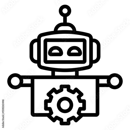 Robotic Process Automation Vector Line Icon Design