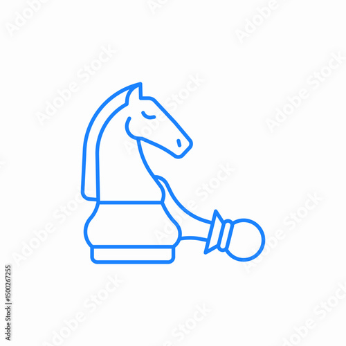 knight pawn down icon sign vector